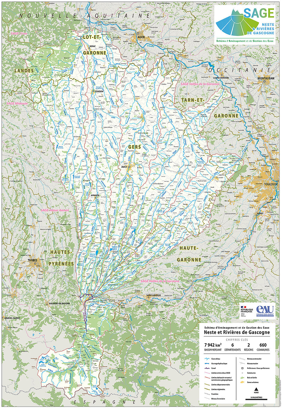 Carte du SAGE Neste Rivières de Gascogne